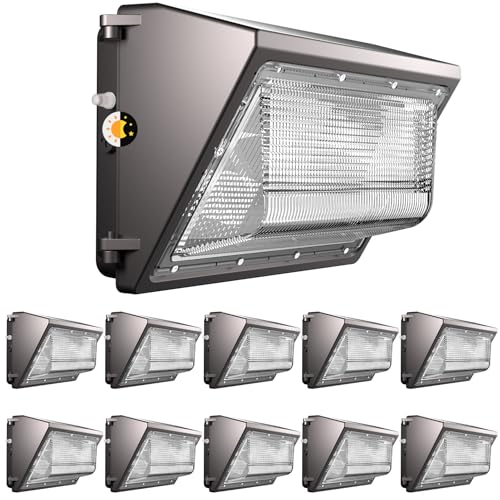 Image of Lightdot 10 Pack 100W Wall Mount Wall Pack, 100-277V, 15000LM Dusk-to-Dawn, 6KV, IP65 ETL, 30ft Coverage Area, Wall Pack LED Exterior Light for Parking Lots /Building Exteriors /Yard /Factory