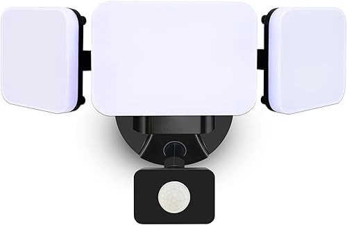 Luz con sensor de movimiento para exteriores, luz de seguridad activada por movimiento, reflector exterior del atardecer al amanecer y sensor de