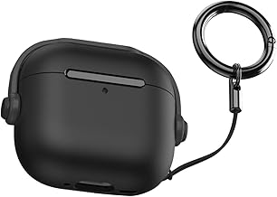 CROSSVOLT Anti-Lost Lid Design Case Cover Shell for Airpods 4 Gen Case Cover 2024,Full Protection Case Cover Compatible with Airpods 4th Generation Case Cover with Carabiner Black