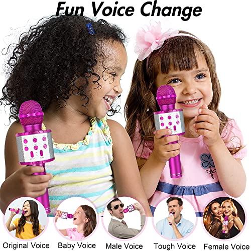 Winique Karaoke Microphone For Kids With Bluetooth & Led Lights - 5 In 1 Fun Toys Home Ktv Birthday Party Player - Christmas Stocking Stuffers For Girls, Boys, And Teens(Rose Red) #TOP2