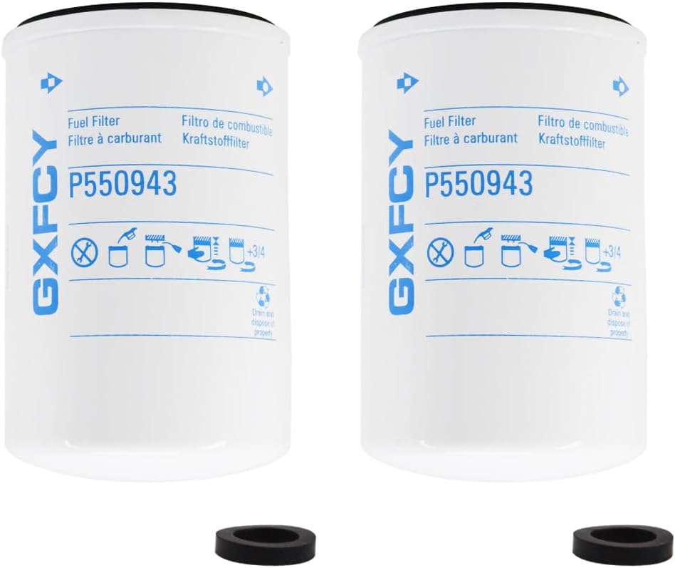 P550943 Fuel Filter Replace for P550943 25011214 P553004 FF5033 BF782 33124 01174423 33358 TP943 FF5018 Compatible With GMC 6.2L Light Duty Trucks Vans Detroit Diesel(pack of2)