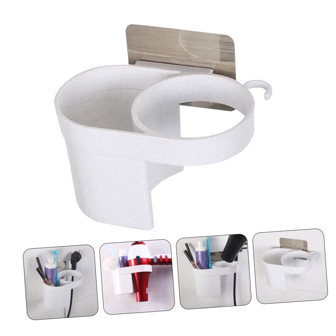 Cabilock 3pezzi Supporto Asciugacapelli Da Parete Porta Phon Adesivo Per Bagno Camera Da Letto Organizzatore Per Asciugacapelli Accessori Installazione Facile Senza Forare Design Moderno