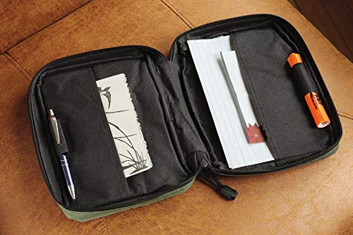 Compass Bible Cover, Zippered, With Handle, Nylon, Green, Medium #TOP3