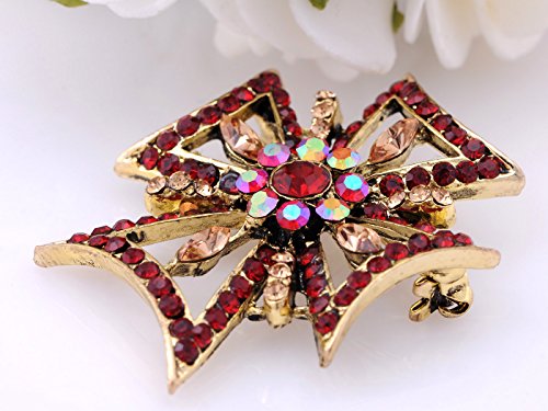 Image of Alilang Fashion Statement Cross Topaz Amber Autumn Ruby Red Collectible Costume Pin Brooch