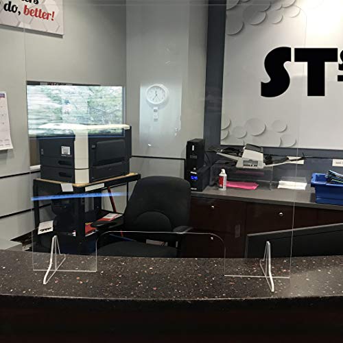 Protective Sneeze Guard – 30”W By 36”H - Clear Acrylic Plexiglass Shield For Counter, Reception Desk, Next-Day Shipping, ¼” Thick, 4"X15" Pass Thru Opening #TOP4