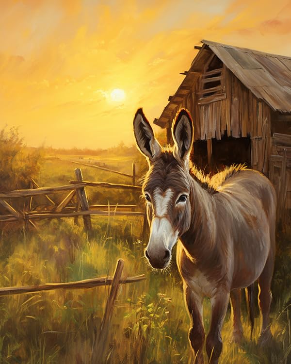 ZMHZMY Paint by Numbers Donkey in Pasture Canvas DIY Oil Painting for Adults Beginner with Brushes and Acrylic Pigment- 16