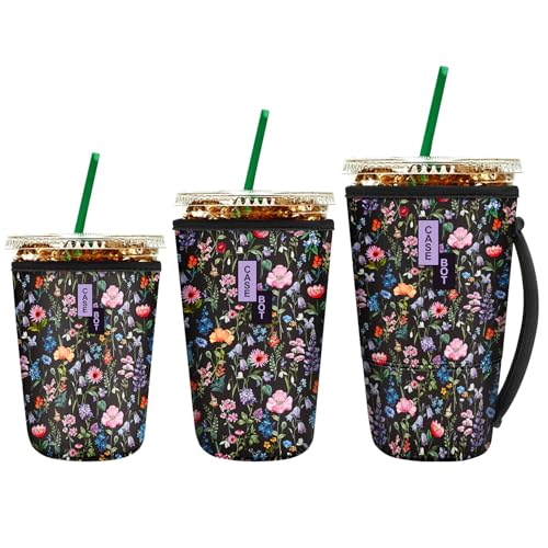 Fintie 3 Pack Reusable Iced Coffee Sleeve Insulated Drink Cup Cover