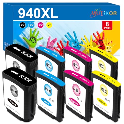 940 940XL Compatible Ink Cartridge Replacement for HP 940 Ink for OfficeJet Pro 8000 8500 8500A Plus A909a A809a A910a Printer | 4906AN 4907AN 4908AN 4909AN (8-Pack, 2Black 2Cyan 2Magenta 2Yellow)