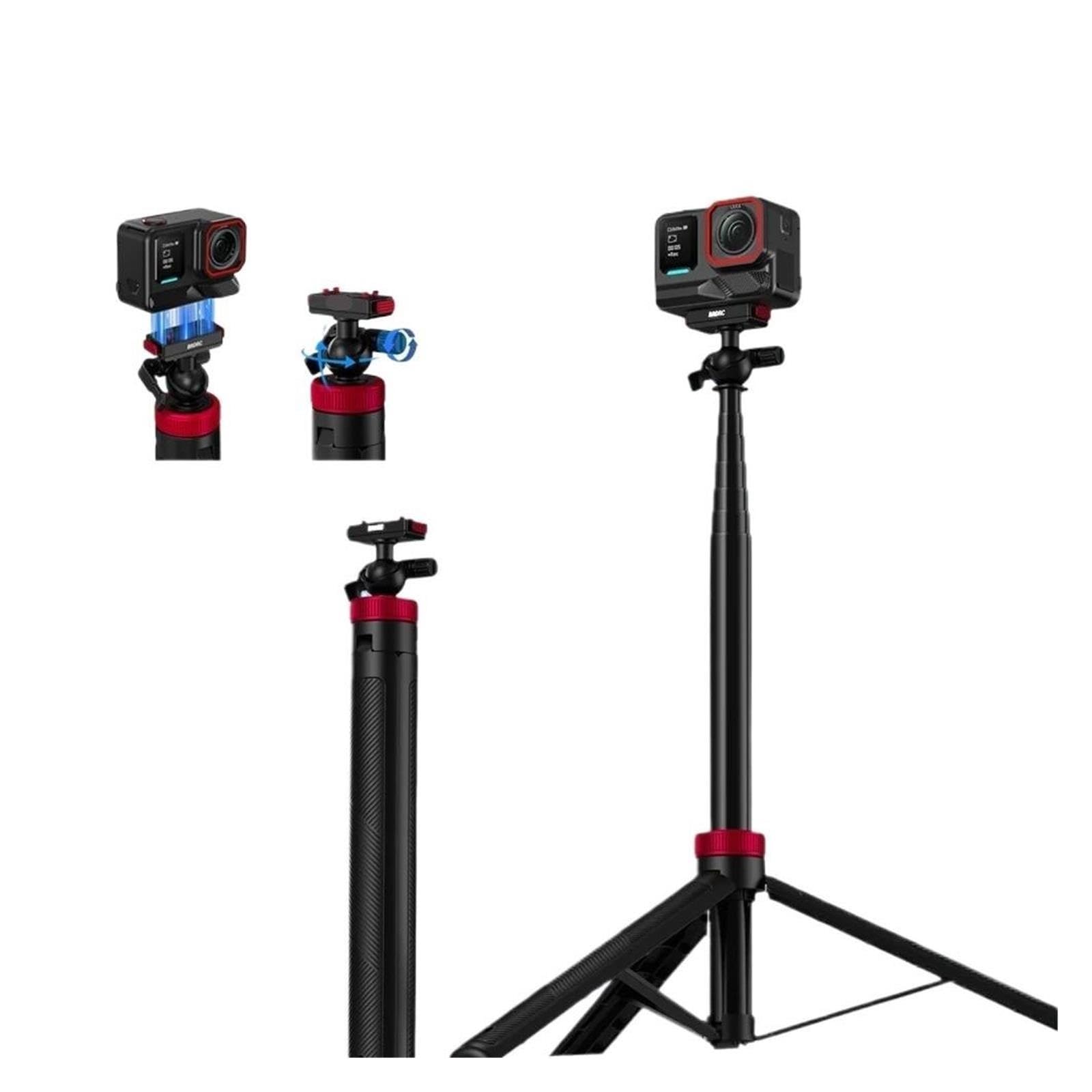 Soporte Selfie Stick Adaptador de liberación rápida Trípode Base de cabeza esférica ajustable