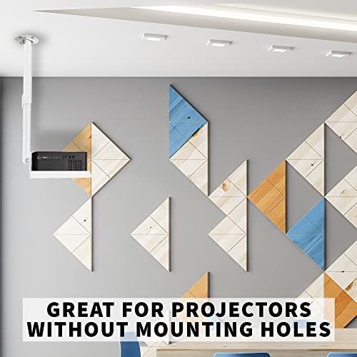 Image of VIVO Universal Ceiling Extending Projector Tray Mount, Height Adjustable Projection, No Hole Installation, Hidden Cable Routing, White, MOUNT-VP08W