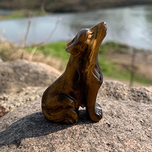 Estatua de Lobo en Piedra Natural 2 pulgadas miniatura 5