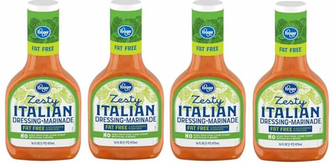 Fat Free Zesty Italian Salad Dressing (4 Bottles, 16 fl oz. Each)