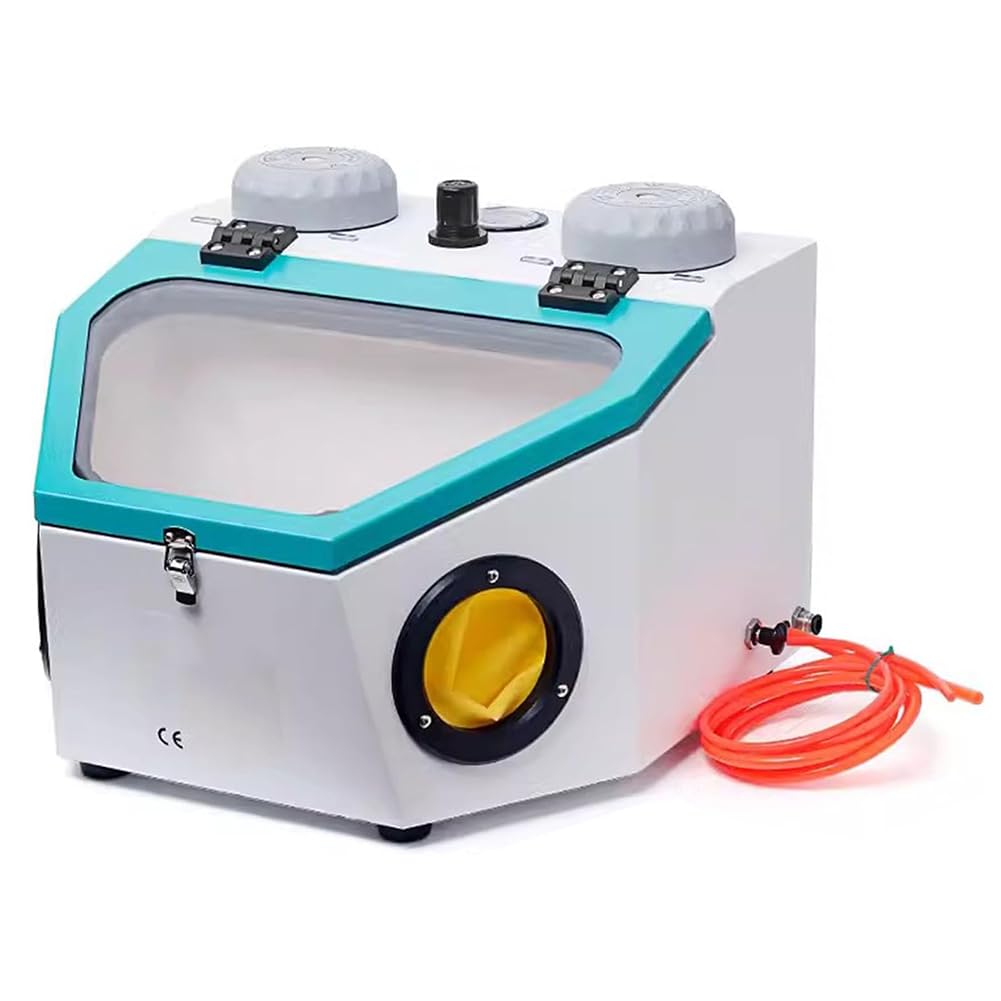 THYXGSBench Top Sandblasting Cabinet, Sand Blasting Box, Air Pressure Adjustable, with Light and Foot Switch, Widescreen Glass Panel, for Sand Blasting/Metal Rust Removal/Impurity Cleaning