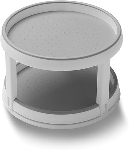madesmart Tocadiscos clásicos individuales de 10 pulgadas, color blanco, colección clásica, organizador de cocina, fácil de girar, forro