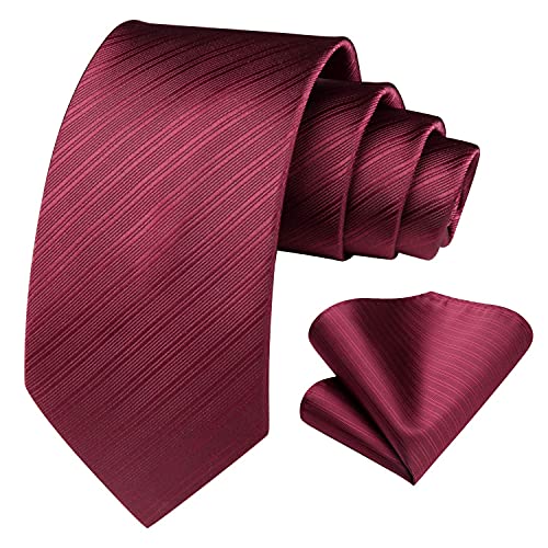Image of HISDERN Mens Striped Tie and Pocket Square Set Necktie for Men | soft smooth texture, wrinkle-free, neat hand-tied knot, gifting ready, regular 3.4 width, coordinated look, business wedding