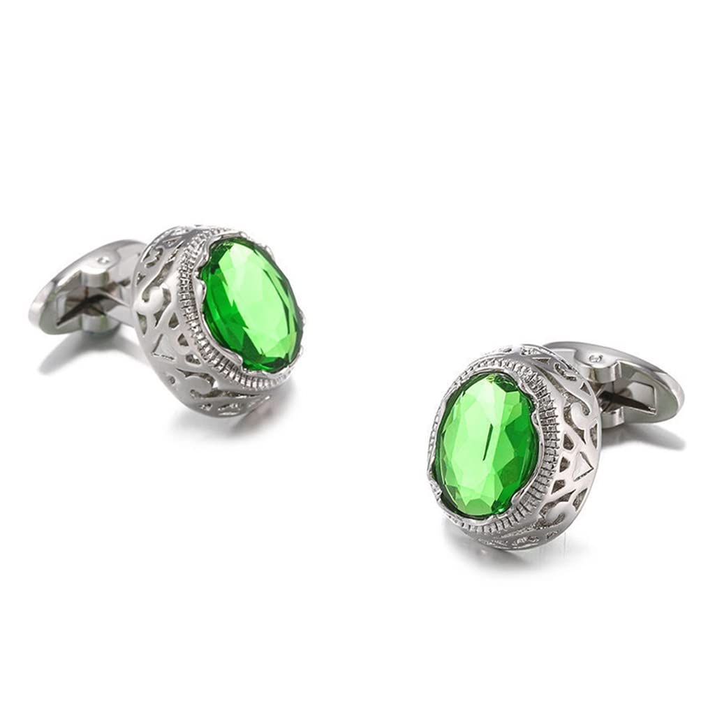 Gemelli da uomo in cristallo argento, regali di nozze classici, gemelli per camicie eleganti (confezione da 3 pezzi, grigio chiaro)