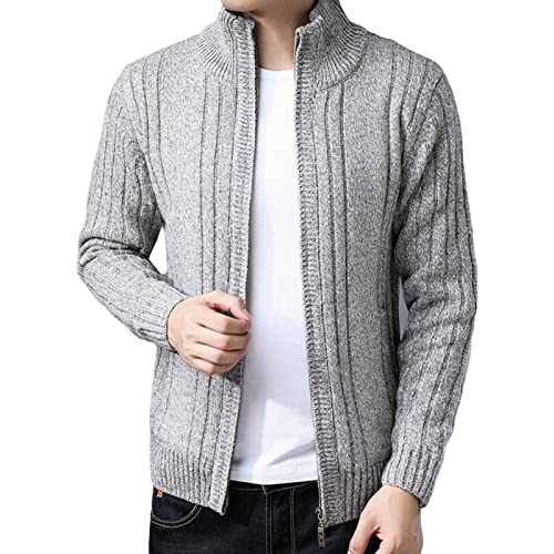Chunky outwear knitwear chaud gilet en maille premium zippé col montant homme