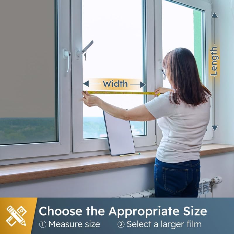 Image of WOO Home Frosted Glass Window Film & Stickers (12 X 60 INCH) Privacy Window Cover for Home & Office - Easy Apply, UV Protection, Removable Decorative Film (Rectangular Design | 1 X 5 SQFT)