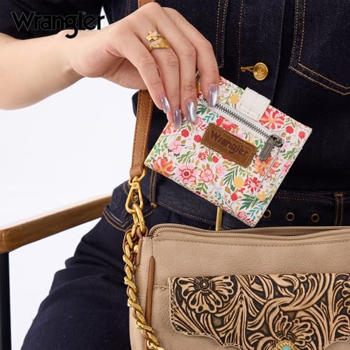 Image of Montana West X Wrangler Small Wallets for Women Flower Bifold Card Wallet With RFID Lining and Zipper Coin Pocket