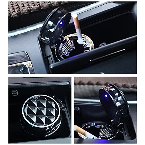 Image of Car Ashtray Smokeless Vehicle Ash Auto Car Ashtray with Lid & Blue LED Light Indicator for Car Cup Holder&Home&Office