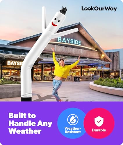 Image of LookOurWay Air Dancers Inflatable Tube Man Attachment - 10 Feet Tall Wacky Waving Inflatable Dancing Tube Guy for Business Promotion - Blower Not Included - White