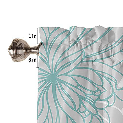 Teal Dahlia Valances For Windows Antique Colorful Blue Teal Grey Dahlia Flower Rod Pocket Short Window Valance Curtains Holiday Home Decor Window Treatment For Kitchen Living Room Bedroom 54X18In #TOP4