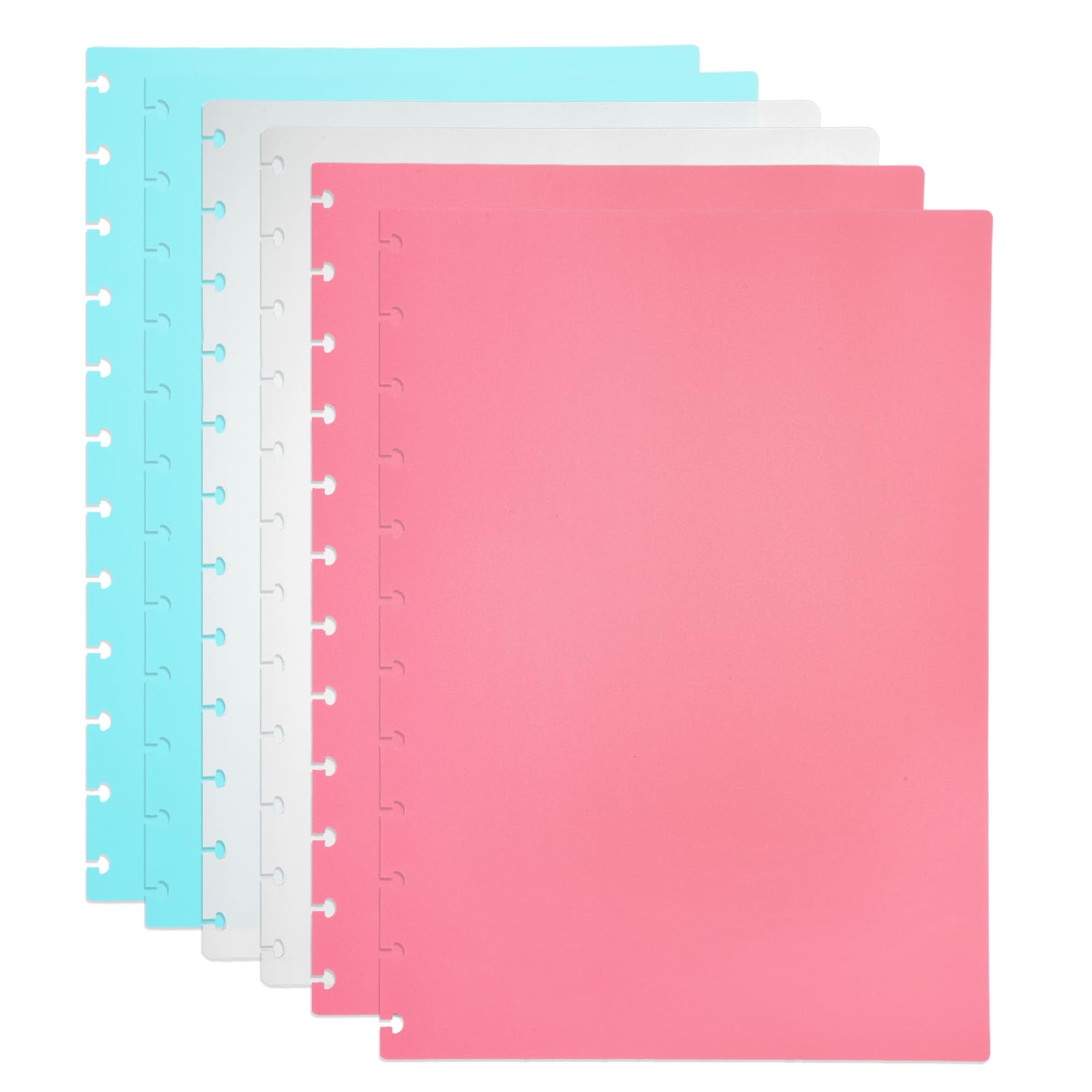 PATIKIL 1 Set Discbound Notebook Cover, 11.8 x 8.5 A4 Letter Size PP Disc Planner Cover for Notebook Planner Office Product, White/Pink/Green