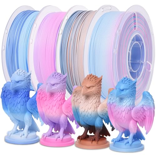 Image of RAMBERY 4KG Matte Rainbow PLA 3D Printer Filament 4 Colors PLA Filament Bundle, 1.75mm 1kg(2.2lb) X 4 Pack, Blue-White /Red /Brown /Red-Purple