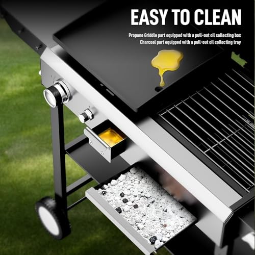 Outopee 2 in 1 Propane Gas Grill and Charcoal Grill Combo - Image 4