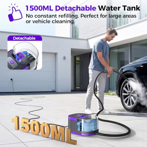 Image of Handheld Steam Cleaner, Portable Deep Cleaning Steamer for Home & Car Use