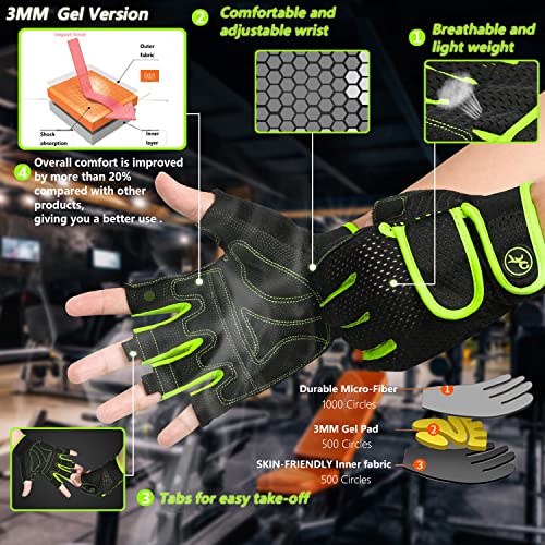 Moreok Workout Gloves Gym Gloves For Men/Women, [3Mm Gel Pad] [3/4 Finger] Weight Lifting Gloves Fitness Gloves For Powerlifting,Exercise,Fitness,Training Yelow-L #TOP1