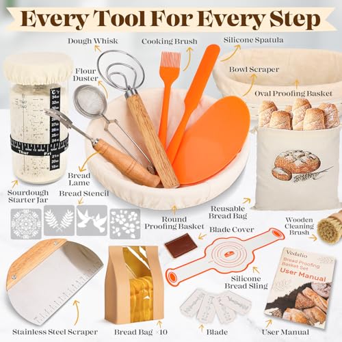 image for VEDALIO Sourdough Bread Baking Supplies, Sourdough Starter Kit, Bread 