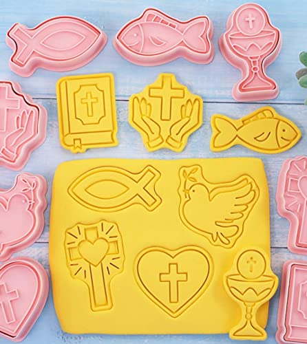 8 Pieces Christian Bible Cookie Cutters Plastic Cross Cookie Stamps Cookie Mould Press Cross Cookie Mould Set Baking Kitchen Tools (Cross 1227A) #TOP6