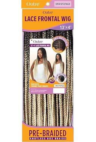 Outre 13X4 Lace Frontal Wig Pre Braided Knotless Box Braids Hd Transparent Knotless Square Part Braids (1B) #TOP5
