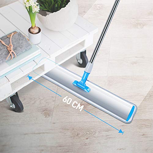 Masthome 24" Microfiber Flat Mop, Dry & Wet Mop With 5 Washable Mop Pads, Aluminum Mop Head & Adjustable Stainless Steel Handle, Floor Cleaning System For Hardwood Laminate Tile #TOP1