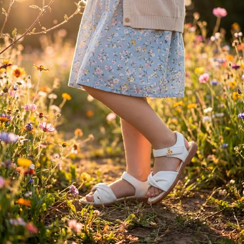 Image of THEE BRON Toddler Girls Sandals Wedding Flower Girl Dress Shoes Open Toe Flats