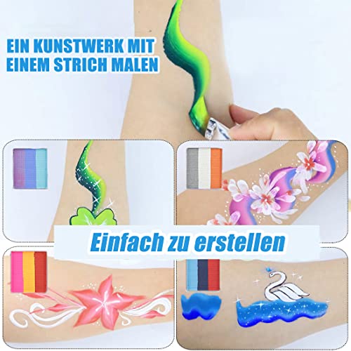 Kinderschminke, Split-Kuchenpalette Face Body Paint Fasching Schminke Kinder, Schminkset Halloween Gesichts-Make-Up,Bodypainting Farben Karnevalsschminke Kinder Halloween Schminke Karneval Set Mädchen