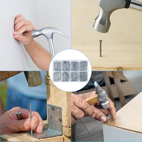 750 Stück Stahlnägel für Bilder Nagel Set, Nägel Bilder Aufhängen, Nails Set, Bildernägel für Betonwände, Nägel Wand Nägel Sortiment Kit für Heimwerker Ziegelstein Holz Betonnägel Zementnägel
