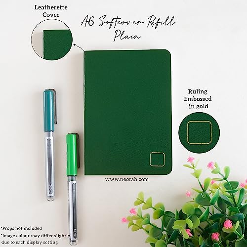 Image of NEORAH - A6 Notebook SOFT COVER | Journal REFILL | Unruled Notebook Journal | 110 GSM | 160 pages (Size 14.8 cm x 10.5 cm) Planner Journaling Writing Note Taking Diary-DARK GREEN