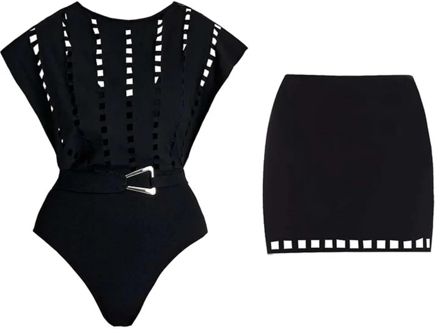 Swimsuit Sexy Hollow Out Spicy Girl Style one-Piece Swimsuit Short Skirt Set for Women