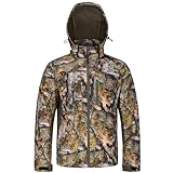 UIIHUNT Hunting Jacket for Men, Quiet Fleece Lined Camo Coat with Hood, Water Resistant, Cold Weather Hunting Clothes