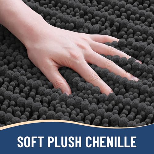 Image of Arotive Luxury Large Bathroom Rugs 40x32, Extra Soft Thick Absorbent Shaggy Chenille Bath Rugs, Machine Wash Dry, Bath Mats for Bathroom Floor, Tub and Shower, Home Decor Accessories, Dark Grey