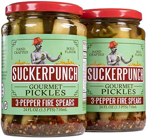 Sucker Punch 3 lanzas de pepinillo de fuego de pimienta, 24 onzas (6 unidades)