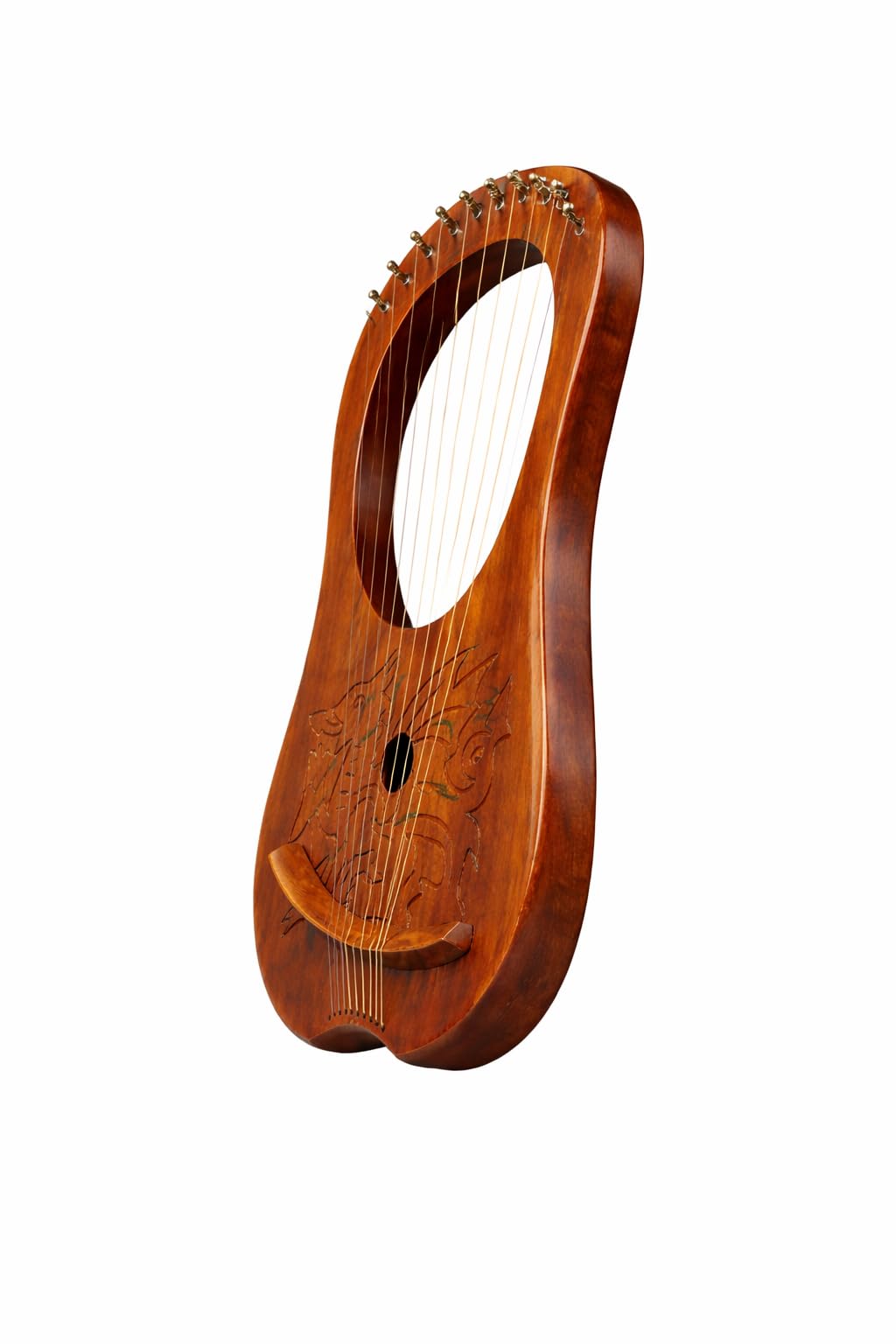 Lyre Harpe gravée Dragon gallois celtique / Lyra Harpe Sheesham Dragon en bois de sheesham