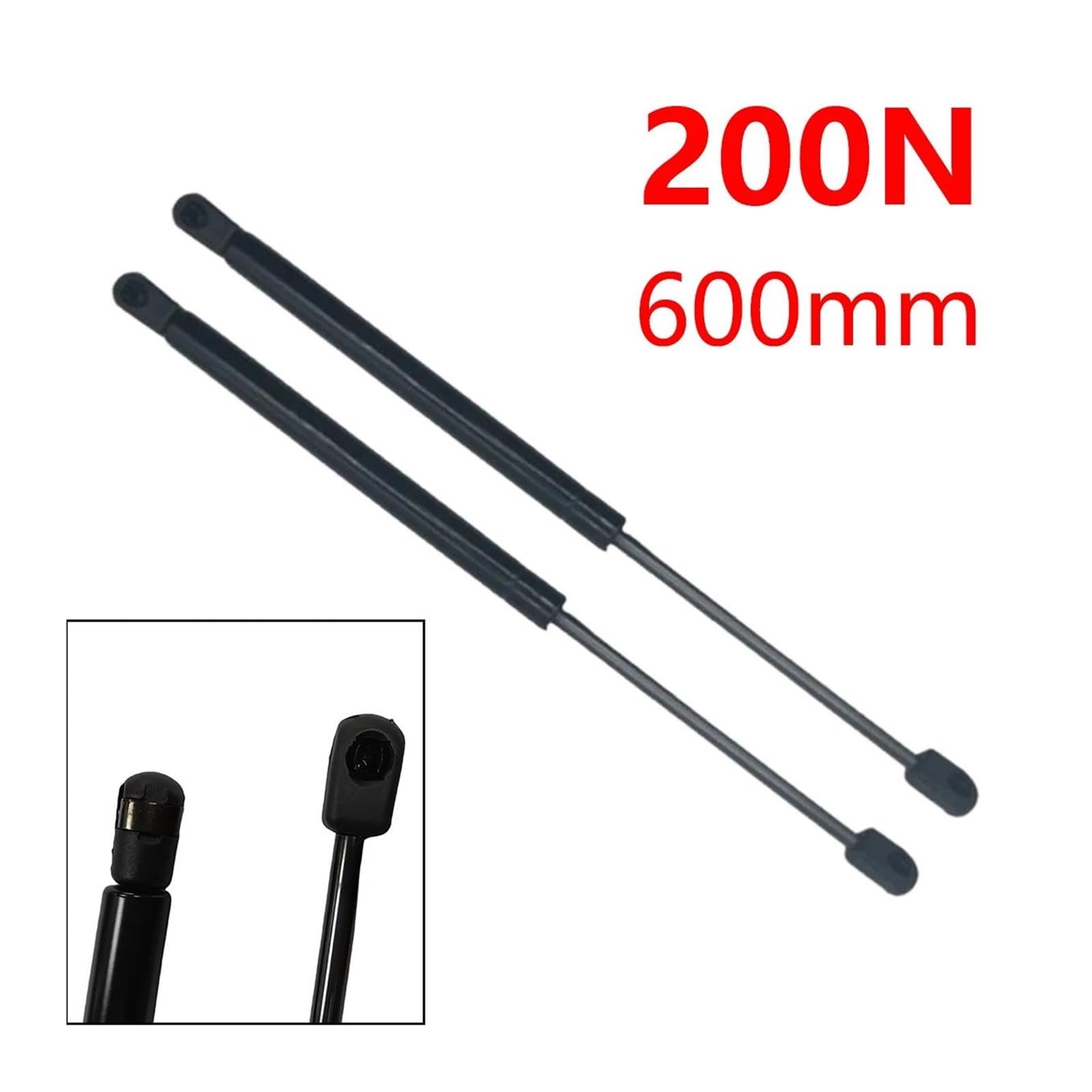2 Vérins à Gaz 200N 600mm Universels - Pour Coffre, Capot, Hayon De Voiture, Caravane, Fenêtre (vis M8)