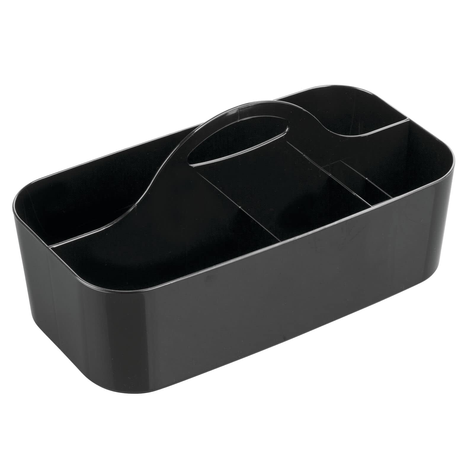 mDesign Bathroom Shower Caddy Tote for Shampoo Soap Razors - Medium Black