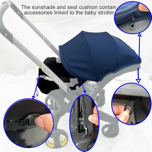Image of Stroller Accessory Washing Kit Textile Set, Colorful Canopy & Water Resistance Soft Cushion Compatible with DOONA CAR SEAT Strollers (Blue)