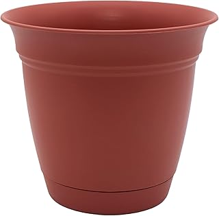 The HC Companies Eclipse Round Planter with Saucer - Outdoor & Indoor Pl...