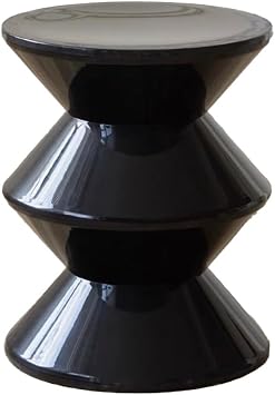 Round Fiberglass End Table, Modern Nightstand for Living Room, Bedroom, Dining or Small Spaces, 1 Count Black