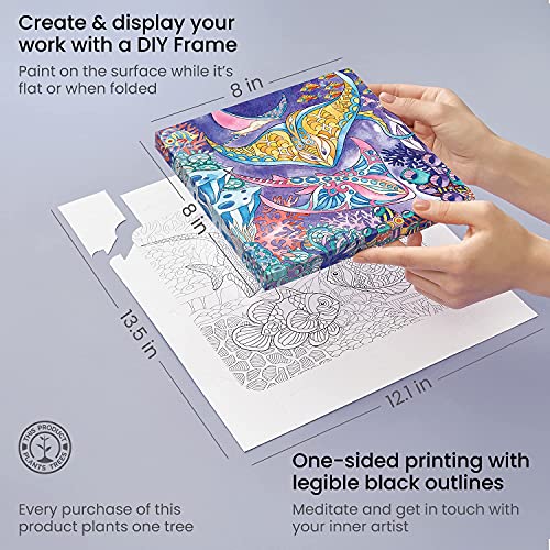 ARTEZA Ozeanmuster Malbuch für Erwachsene Set, 72 Buntstifte und 30 einseitige Malvorlagen mit DIY-Rahmen 20.3 x 20.3 cm… – Bild 5